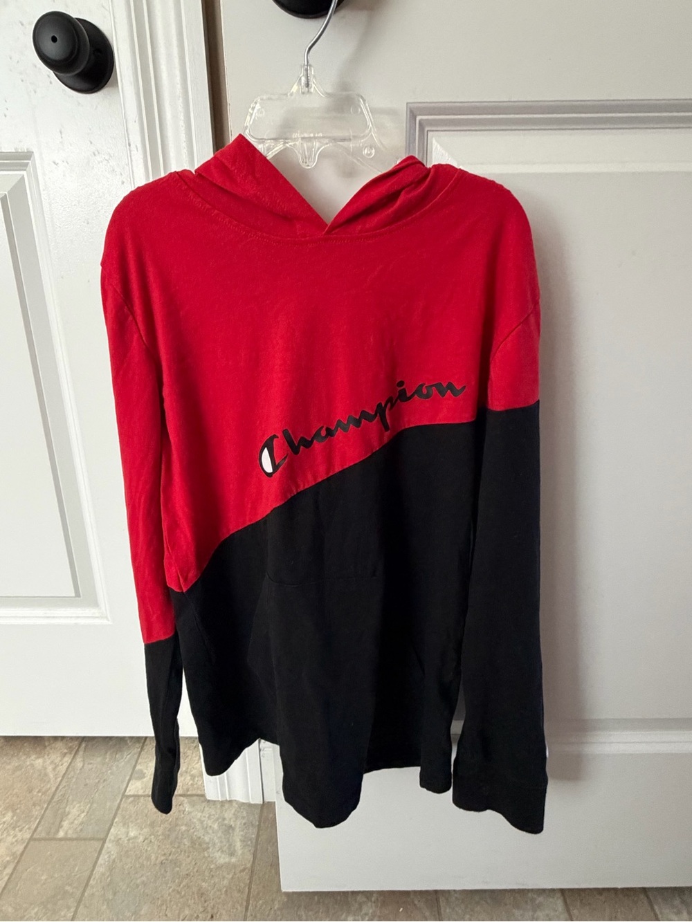 Kids Red Champion Hooded Shirt
